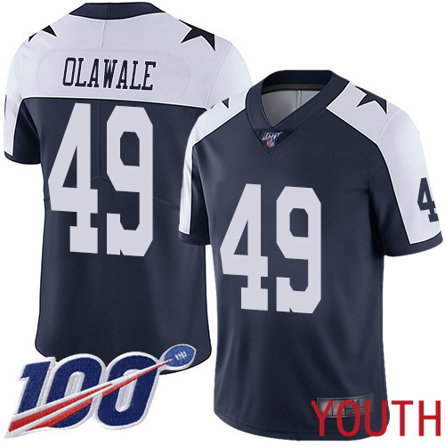 Youth Dallas Cowboys Limited Navy Blue Jamize Olawale Alternate #49 100th Season Vapor Untouchable Throwback NFL Jersey->youth nfl jersey->Youth Jersey